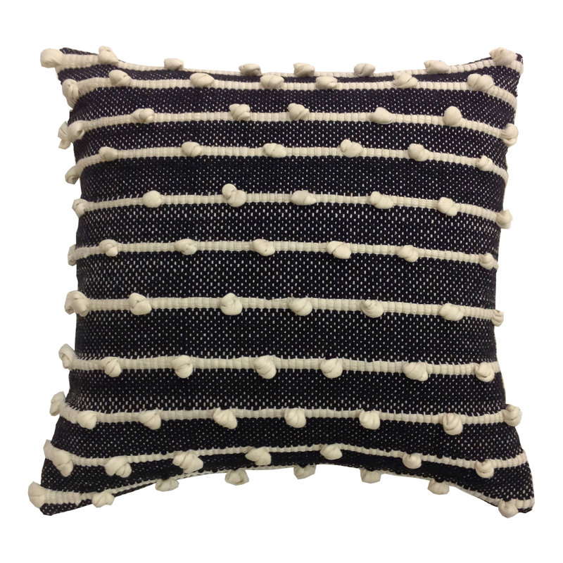 100% Cotton Throw Square Black/Ivory Pillow Cover & Insert