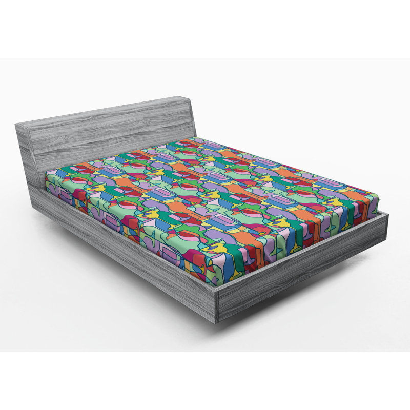 Microfiber Abstract Fitted Sheet, Queen Fitted Sheet