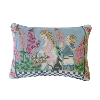 Summer Children Needlepoint Throw Pillow