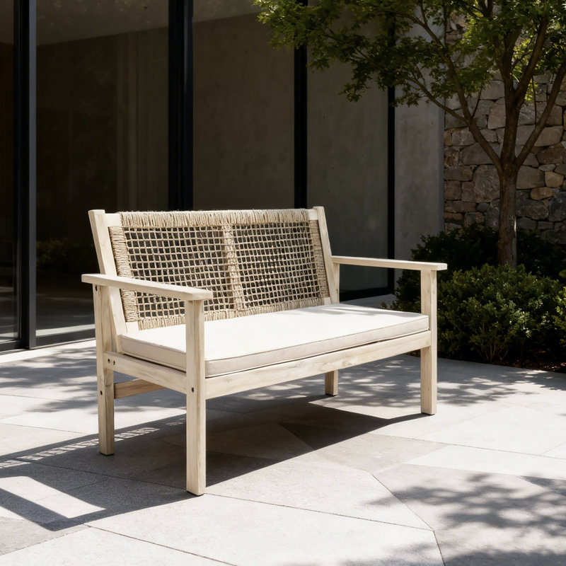 Causeuse d'extérieur avec coussins 47,2 po Acacia
