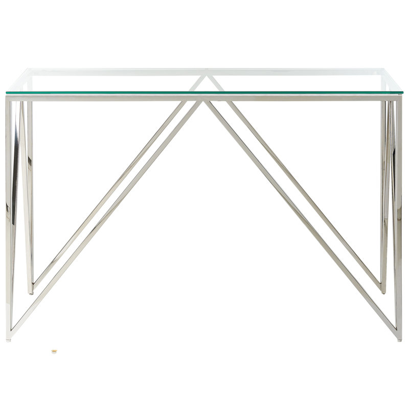 Ademaro 120cm Glass Top Console Table, Silver