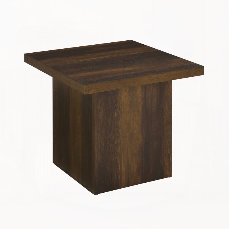 Table de bout carrée en bois d'ingénierie, pin foncé, H 21,75 po x l 23,5 po x P 23,5 po