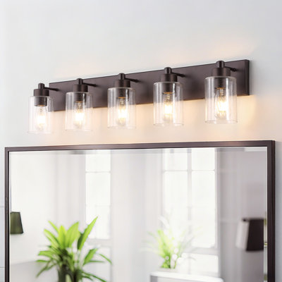 Stover Seeded Glass/Iron Modern Contemporary LED Vanity Light