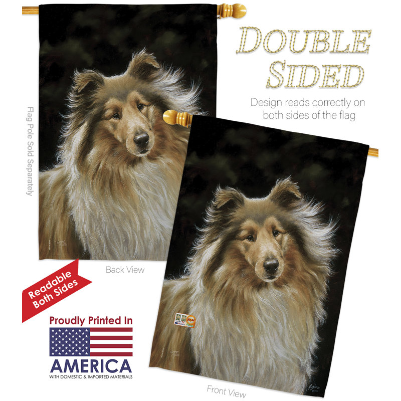 Polyester 40 x 28 po collie 2 côtés ensemble de drapeau