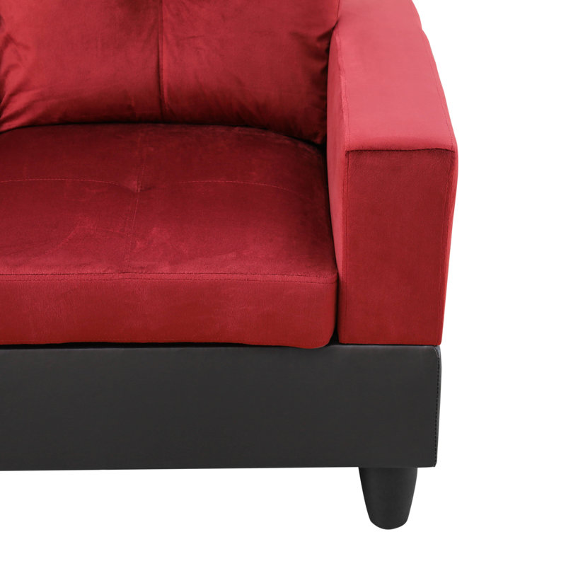 Beeson Red Flannel And PVC 3 - Piece Upholstered Sectional, Right Hand Facing, Right Hand Facing, Red Microfiber/Microsuede
