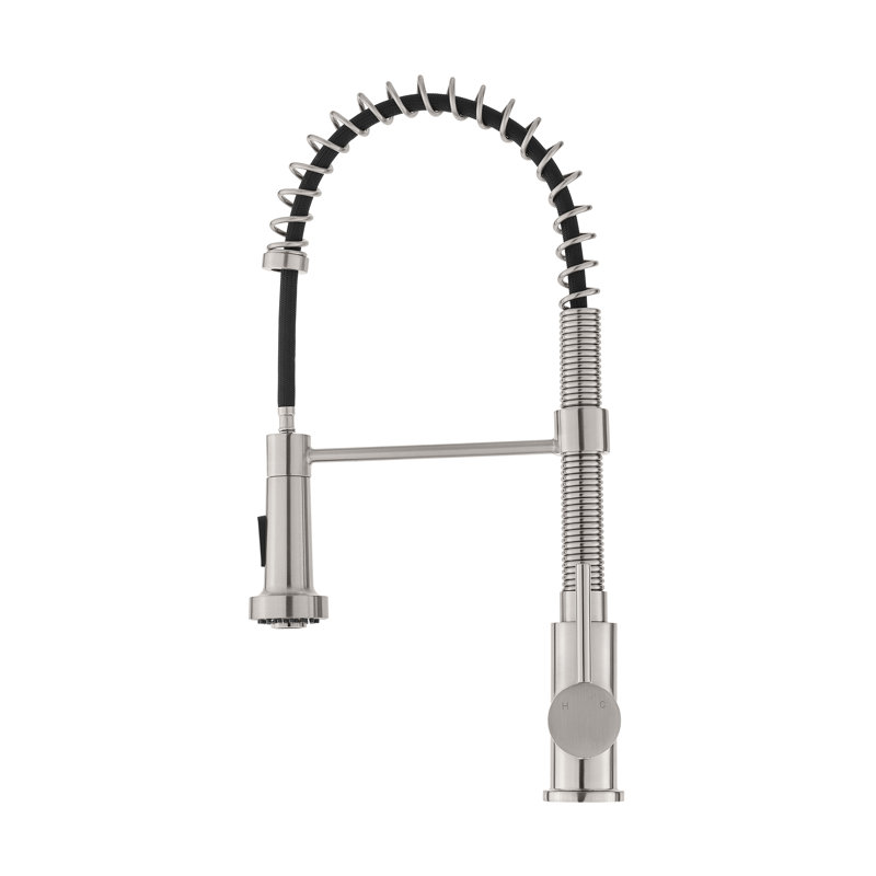 Robinet de cuisine à poignée simple Nouvet, Nickel brossé