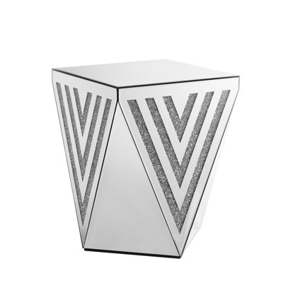 Gorgeous Mirrored Side Table With Crystal Detailing - 20*20*23.6 Inches And Glass Mirror For Practical Home Offices