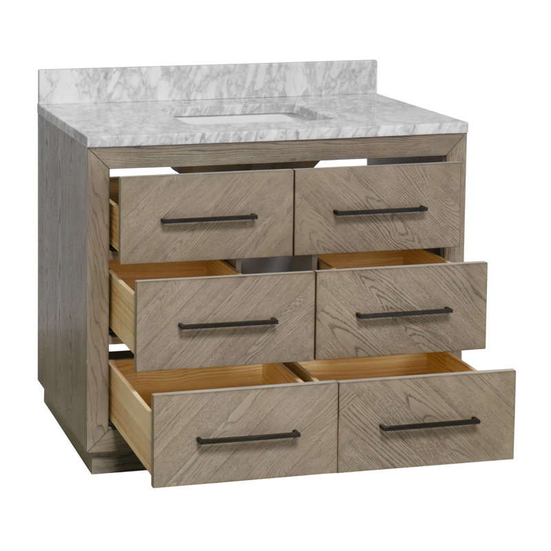 Ensemble de meuble-lavabo simple 42 po Rumalda, Chêne gris