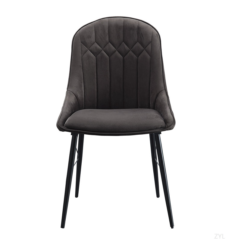 Ensemble de 2 chaises d'appoint en tissu gris et finition noire