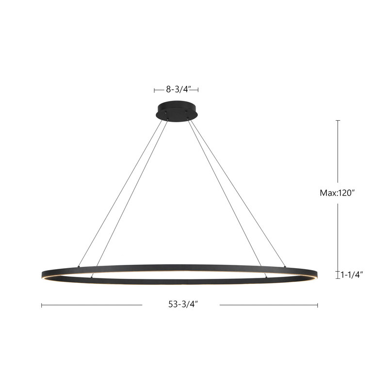 Ovale 1 - Light LED Pendant, White, 1.5" H x 53.25" W x 27.625" D