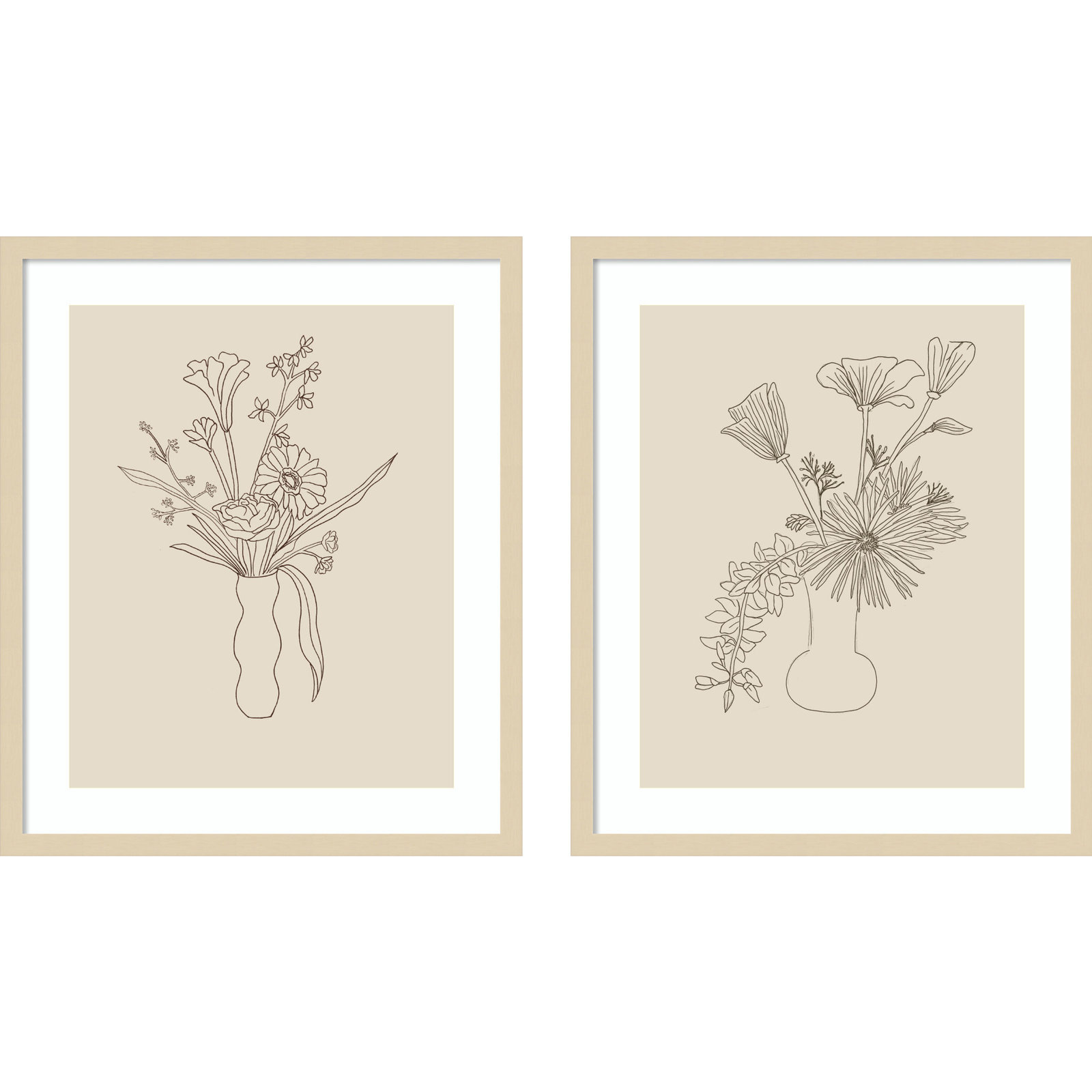 Floral Study by Kate Aurelia Holloway Framed Wall Art Prints, Brown, 25" H x 45" W x 1" D