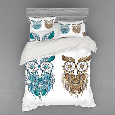 Dreamcatcher Owl Features Magic Farsighted Birds Print Duvet Cover Set -  Ambesonne, bsnev_15687_queen