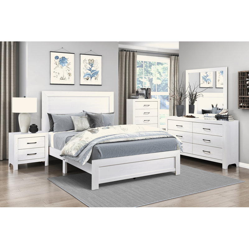 Mobilier de chambre à coucher 1Pc, Grand lit, Blanc