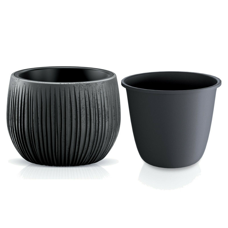 Calfee Pot Planter, Black, 11cm H x 14.4cm W x 14.4cm D