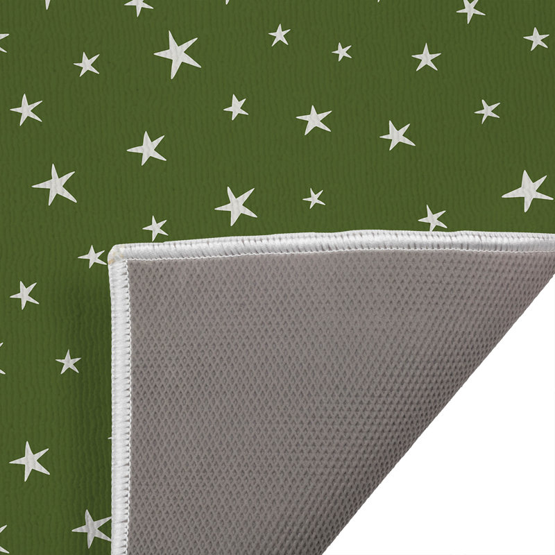Tapis de toilette rectangulaire absorbant et antidérapant « Nuit étoilée », 24" W x 17" L, Olive Green