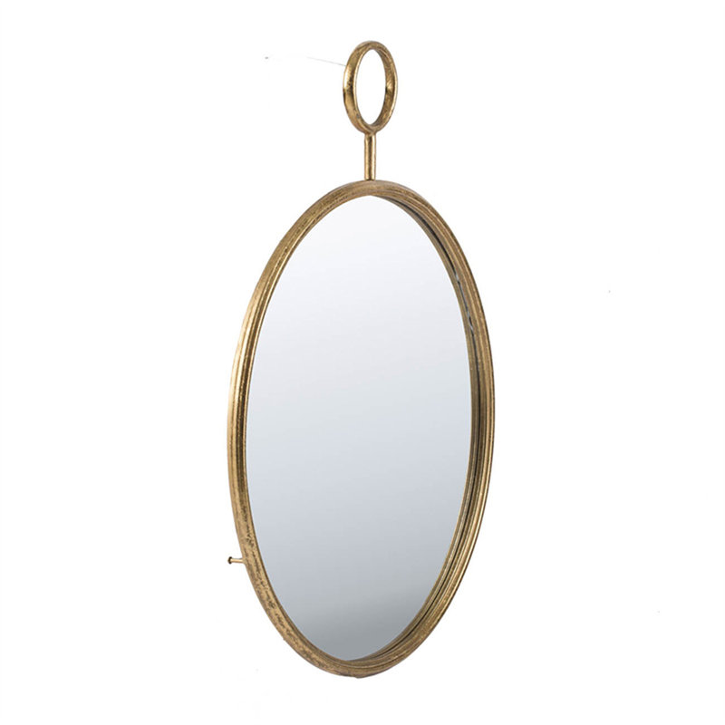 Circle Wall Mirror With Iron Frame, 28.3" x 22.4"