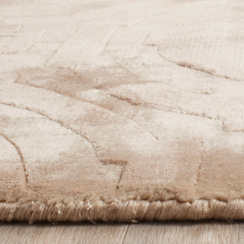 Tapis géométrique beige noué à la main Kyle, Rectangle 4 pi x 6 pi