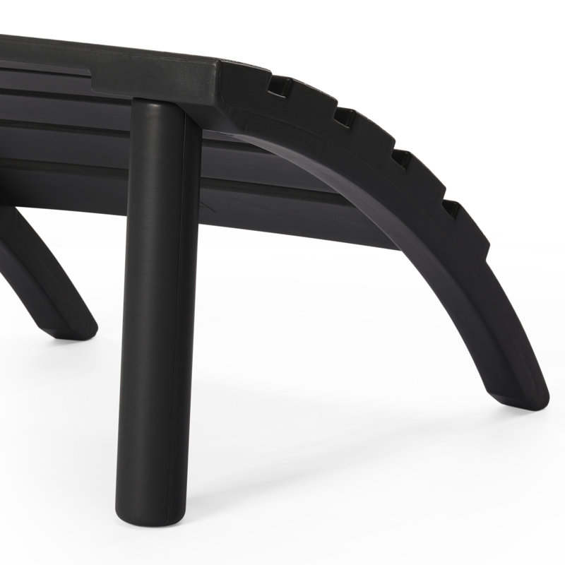 Outdoor Poly Adirondack Chair With Ottoman, Black