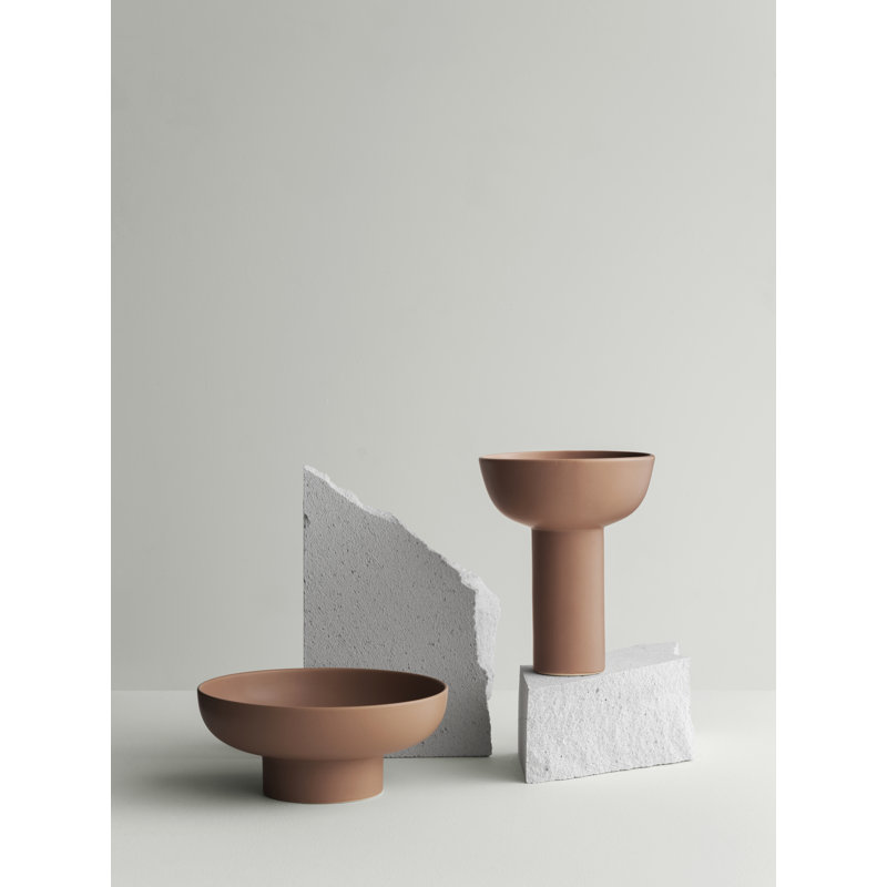 MIYABI Japanese Ceramic Table Vase with Flower Grid, Terracotta