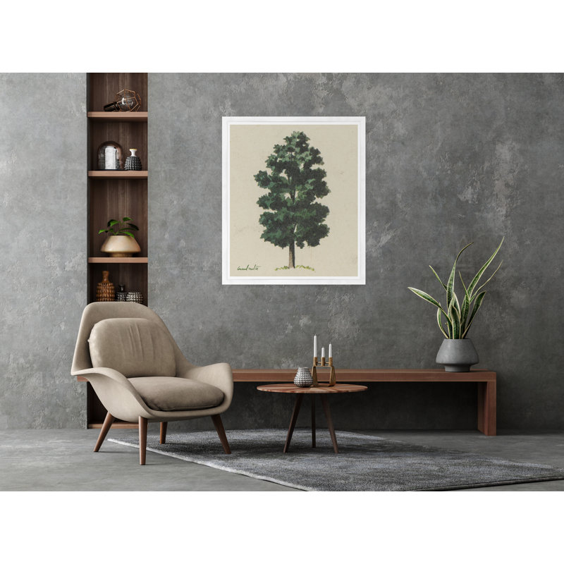 Forest Green Print, White Framed