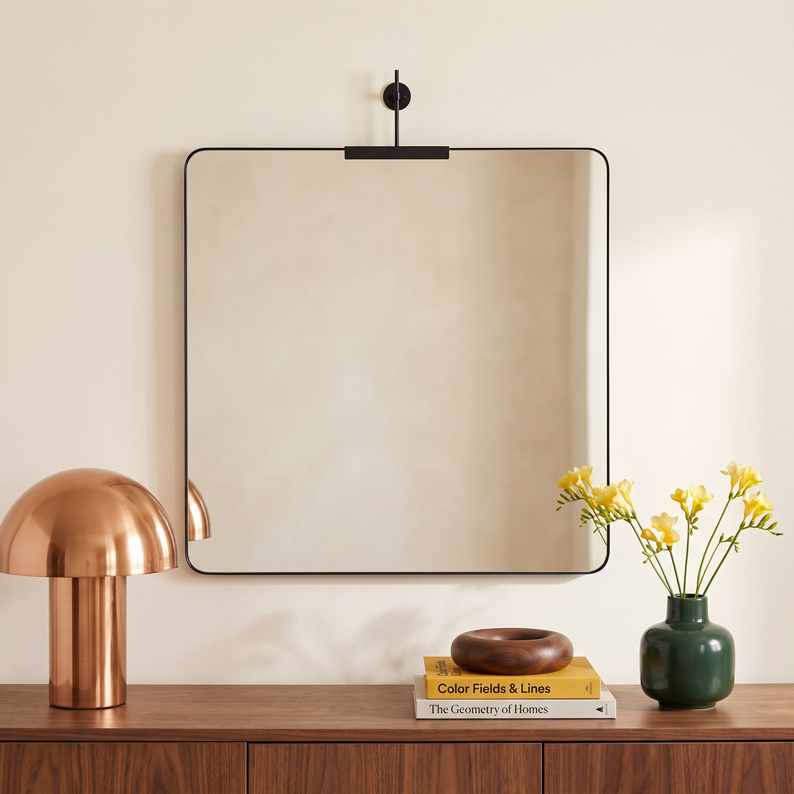Frida Square Mirror, Black