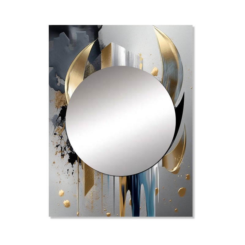 Bodington Abstract Shapes And Lines I - Marble Mirror, Modern Decorative Wall Mirror, Printed Metal Art, 40" x 30"