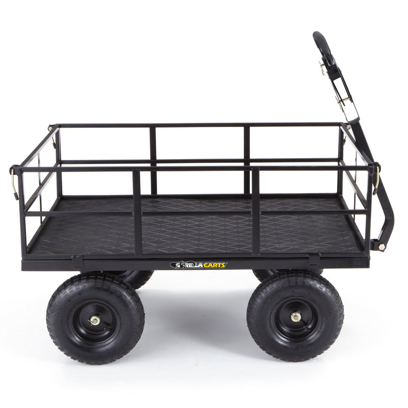 Black Heavy-Duty Steel Utility Wagon with Removable Sides