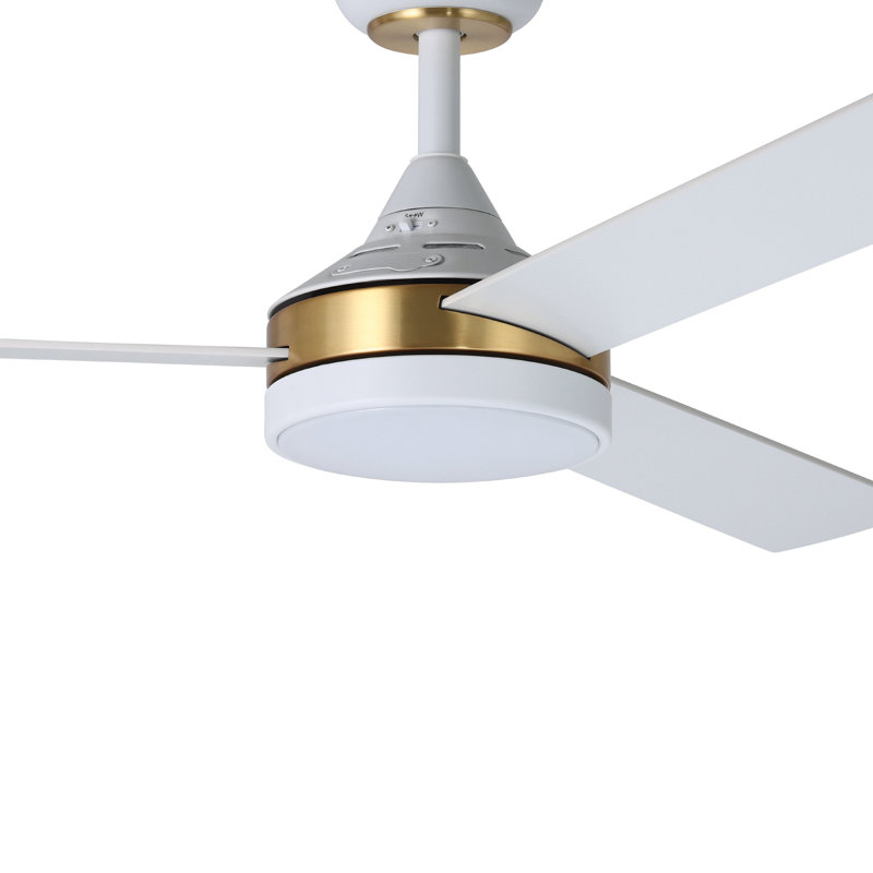 Lukka 52 inch Ceiling Fan, Satin Brass, White