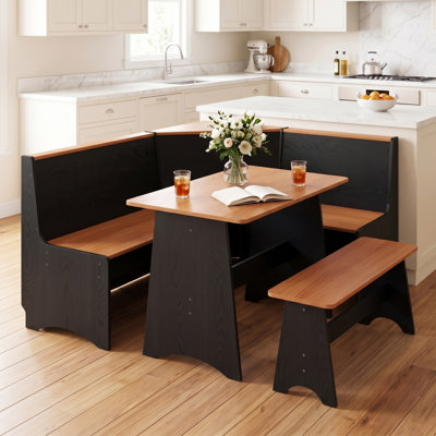 Breakfast Nook Table Set,With Storage Function Dining Nook Set With Corner Bench