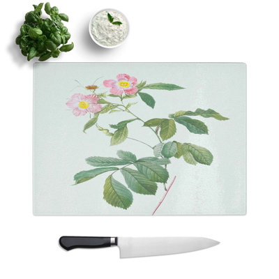 Tempered Glass Alpine Roses Chopping Board