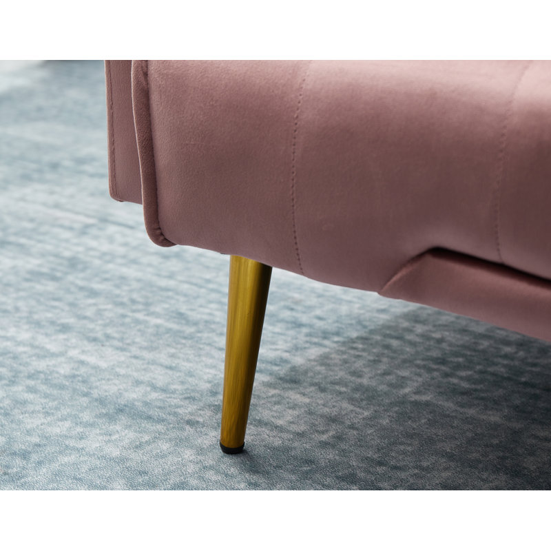 Stefaney Twin 75'' Velvet Cushioned Convertible Sofa, Pink Velvet