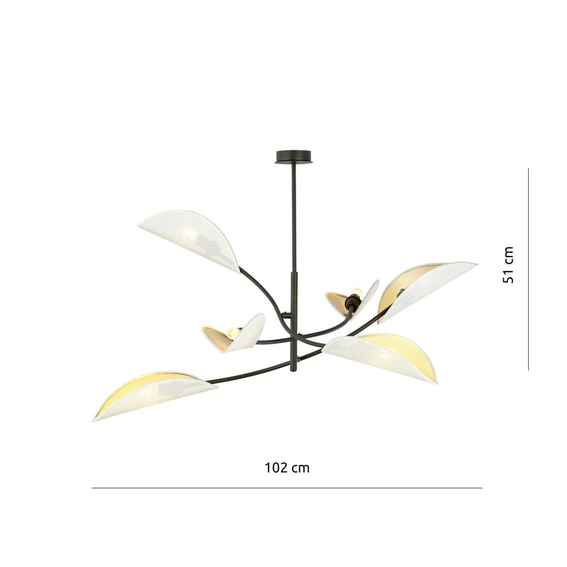 6 - Light Chandelier, White/Gold