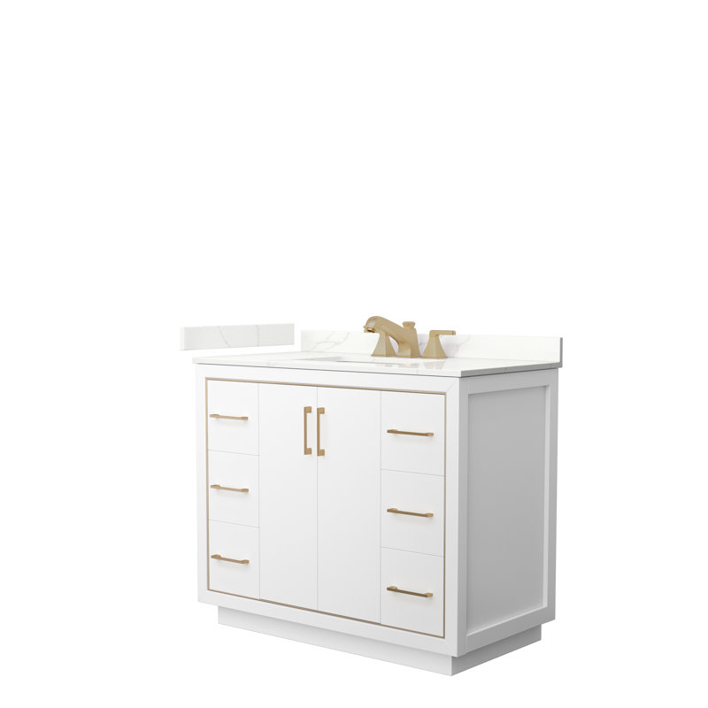 42'' W Single Vanity, Giotto Quartz, Light Green, Brushed Nickel