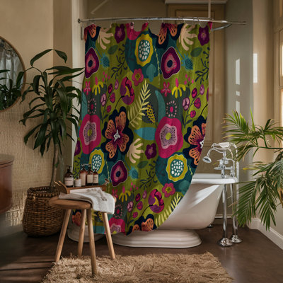 Mod Green Floral Shower Curtain