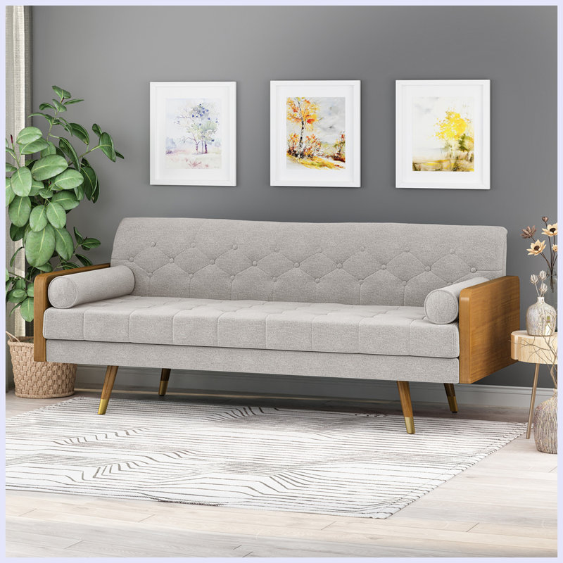 Canapé en tissu Mid-Century, Beige