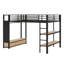 Lit mezzanine avec garde-robe, tablettes de rangement et panneau perforé