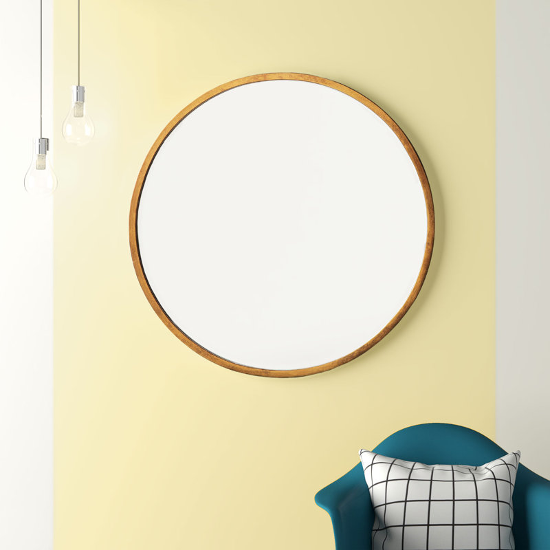 Thora Metal Round Wall Mirror, 60cm H x 60cm W, Higgins Round Mirror Antique Gold