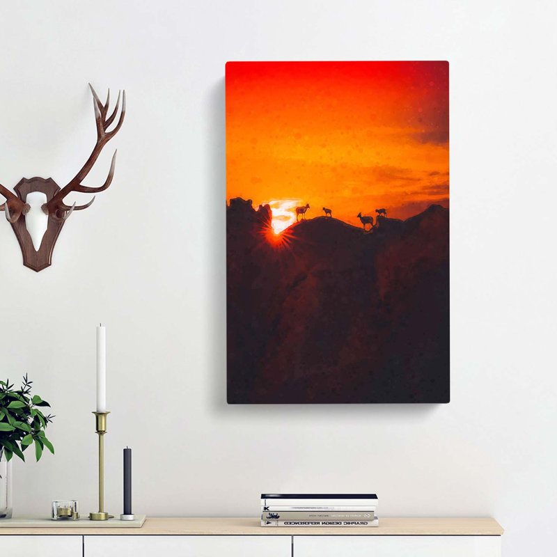 Goats upon the Mountain in Abstract - Wrapped Canvas, 60cm H x 40cm W x 3cm D