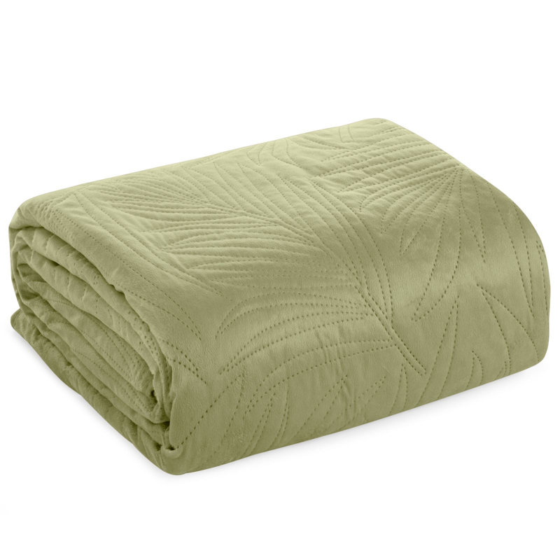 Preble Polyester No Pattern Bedspread, W170 x L210cm, Light Green
