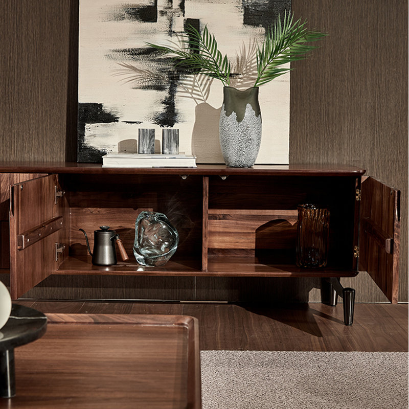 Black walnut solid wood TV cabinet