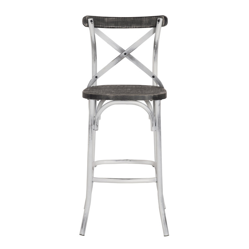 Tabouret de bar en métal 94541, Blanc rétro, Noir