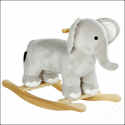 Cheval à bascule Qaba, animal à bascule pour enfants, chaise berçante éléphant avec sons réalistes, jouet en peluche pour enfants de 2 à 4 ans