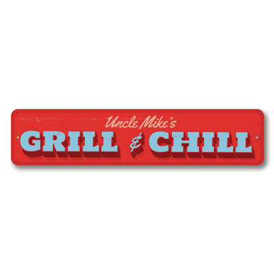 Enseigne en aluminium personnalisée «Grill & Chill»
