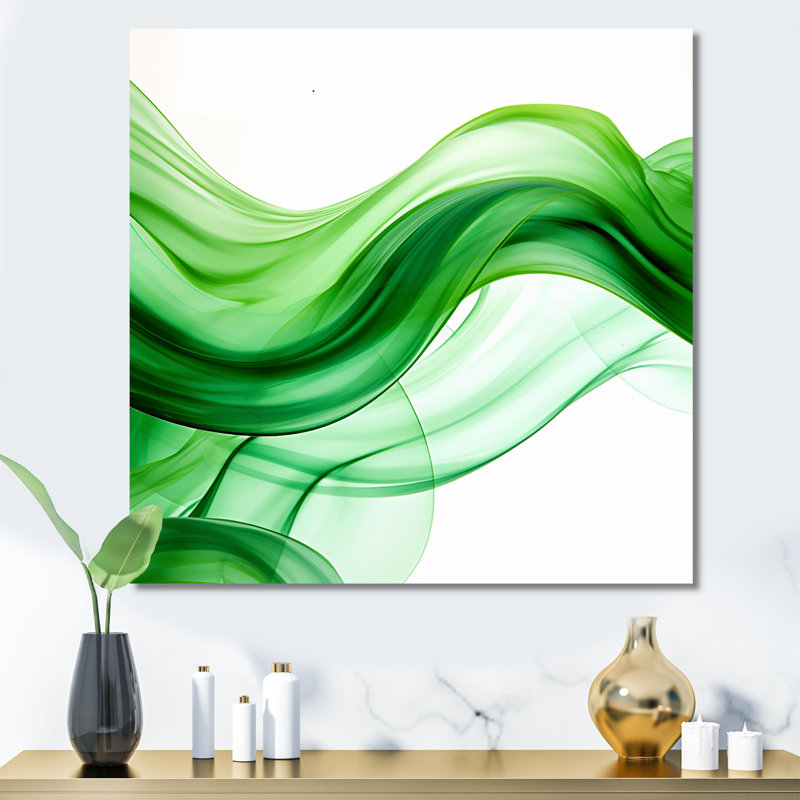 «Green and White Fractal Waves IV», reproduction d'art mural, Toile tendue, H 16 po x l 16 po