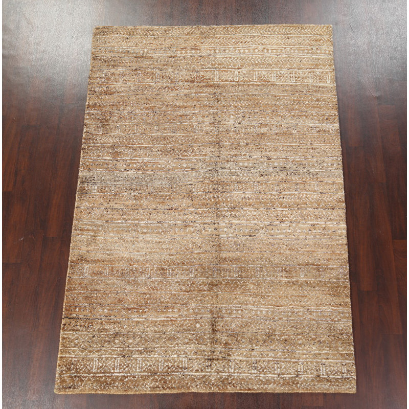 Tapis oriental contemporain intérieur / extérieur noué à la main 6 x 9
