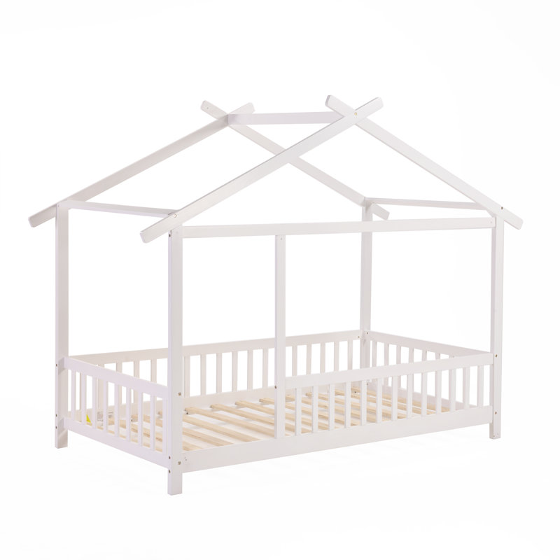 Andry Solid Wood Canopy Bed Kids Bed, Twin, White
