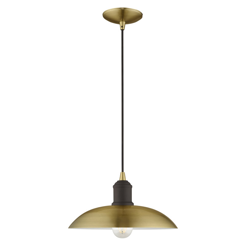Luminaire suspendu en forme de dôme à 1 lumière Alysen, Laiton antique