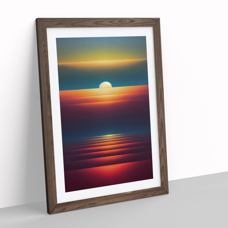 XV1022-5048X Vivid Abstract Sunset - Print, White, 66cm H x 48cm W, Walnut Framed