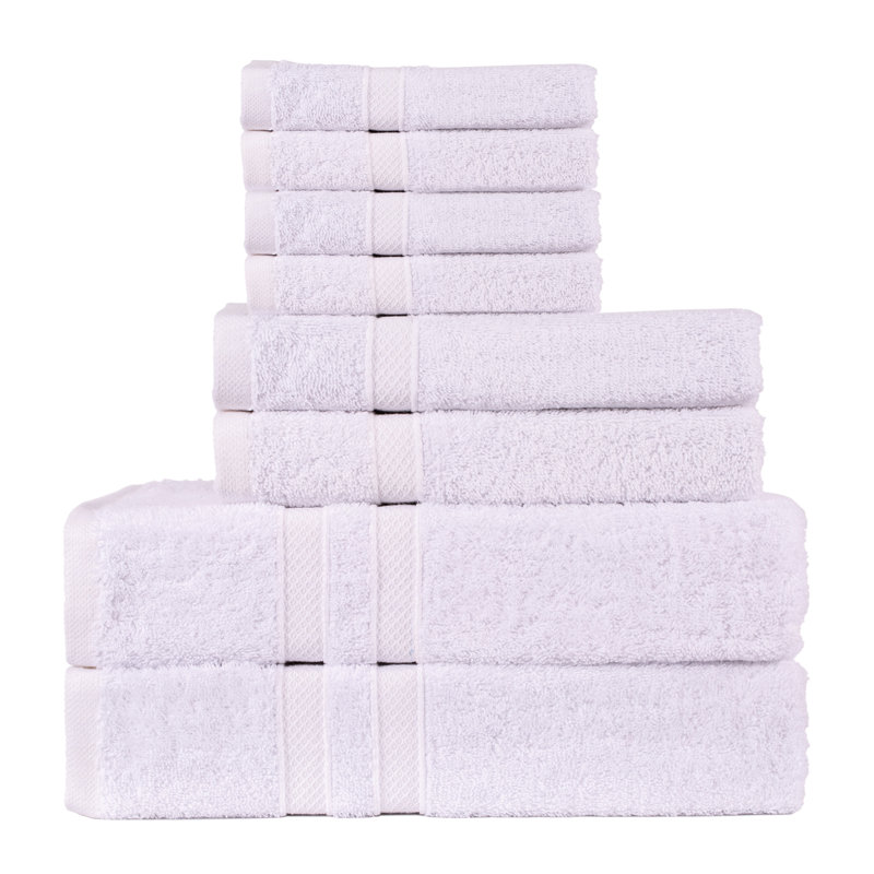 Ensemble de serviettes 100% coton 8 pièces Killian, Blanc