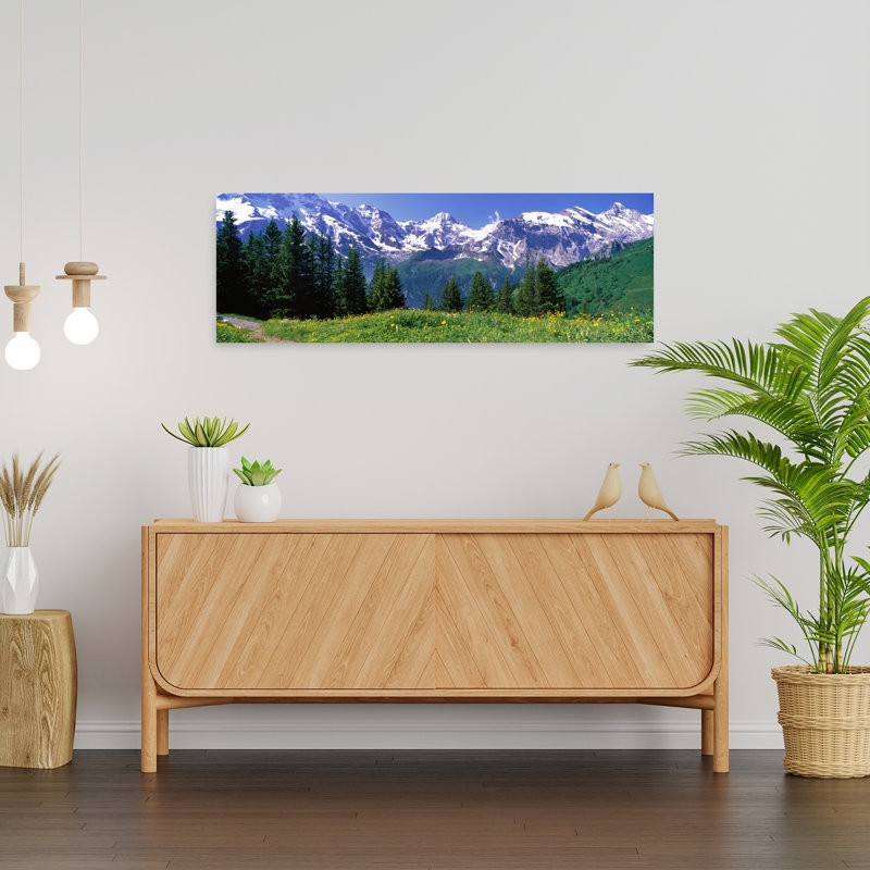 Murren, Suisse, paysage abstrait contemporain, art mural, H 36 po x l 12 po